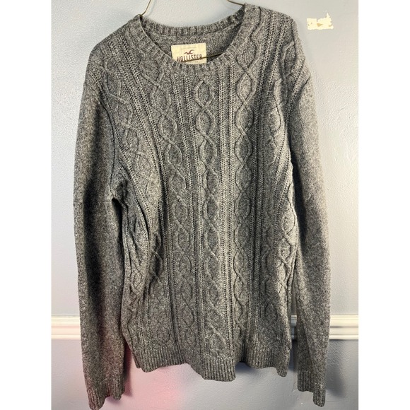 Hollister Other - HOLLISTER Cable Knit Sweater Mens XL Gray Pullover Crew Neck Streetwear Classic